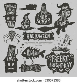 Halloween set. Typography poster. Calligraphy lettering vector illustration.