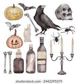 Halloween set with various accessories