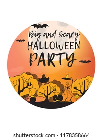 Halloween Set vector. Halloween Background. Vector Illustration. Halloween sale Invitation Concept in Traditional Yellow and Black Colors with Place for your Text. - stock vector
