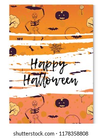 Halloween Set vector. Halloween Background. Vector Illustration. Halloween sale Invitation Concept in Traditional Yellow and Black Colors with Place for your Text. - stock vector