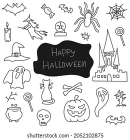 Halloween set. Set of vector doodle pictures for Halloween.