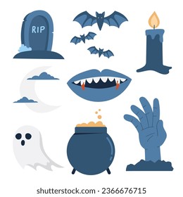 halloween set vector flat illustration 