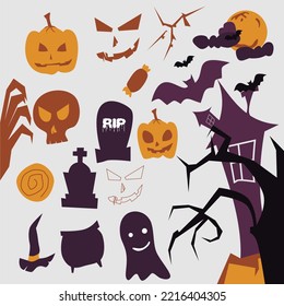 Halloween set vector icon illustration. icon isolated on a gray background. Perfect for all kinds of designs for Halloween needs, Halloween banners, Halloween parties.