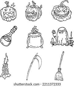 halloween set vector illustation fácil de editar