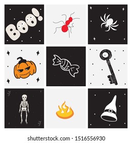Halloween set. Vector illustration. 31 October.
