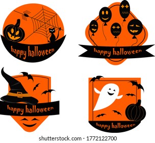 Halloween set. Vector illustration with attributes for the holiday. Logo and icons.