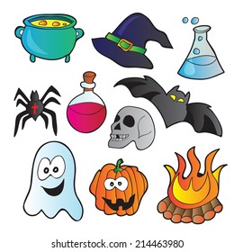 Halloween set - vector illustration with funny pictures