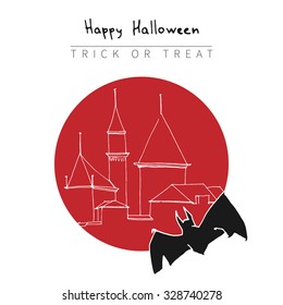 Halloween set vector illustration. Hand drawn vintage design.