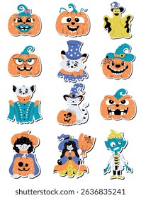 Halloween set of vector illustration on the white background.
