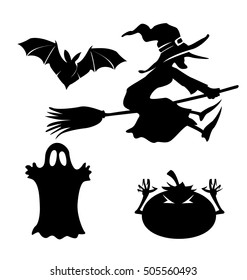 Halloween Set Vector Silhouettes Stock Vector (Royalty Free) 505560493 ...