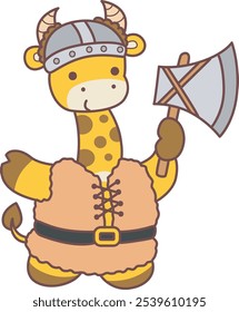 Halloween set Vector Stock Illustrations of Baby Giraffe.
Cute giraffe animals with halloween theme.
A giraffe wearing a viking costume