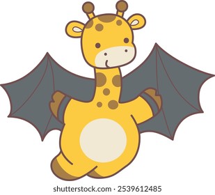 Halloween set Vector Stock Illustrations of Baby Giraffe.
Cute giraffe animals with halloween theme.
A baby giraffe wearing a bat wings