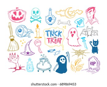 Halloween set vector . Halloween themed