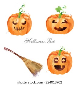 Halloween set. Watercolor vector background 
