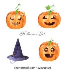 Halloween set. Watercolor vector background 