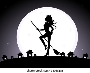 Halloween:  sexy witch dancing with your broom