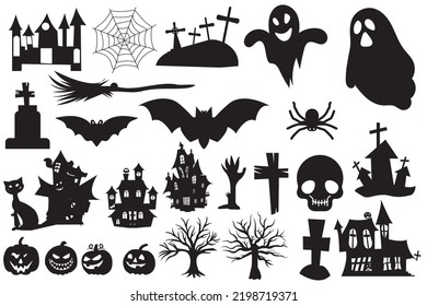 Halloween  shadow collection of ghosts decorate the website in the Halloween festival