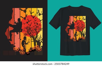 Halloween shape t-shirt design. Climbing T-shirt design.