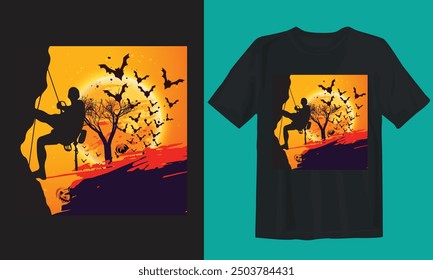 Halloween shape t-shirt design. Climbing t-shirt design.