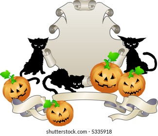 Halloween shield .  An illustration of a Halloween themed shield