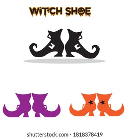 Halloween shoe witch shoe witch leg Silhouette vector design black and white SVG Sticker graphics 