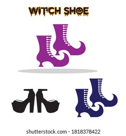 Halloween shoe witch shoe witch leg Silhouette vector design black and white SVG Sticker graphics 