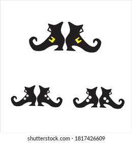 Halloween shoe witch legs witch shoe Silhouette vector design black and white SVG Sticker graphics 