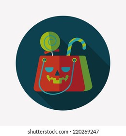 Halloween shopping bag flat icon with long shadow,eps10