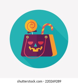 Halloween shopping bag flat icon with long shadow,eps10