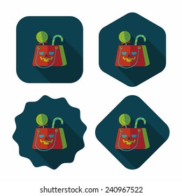 Halloween shopping bag flat icon with long shadow,eps10