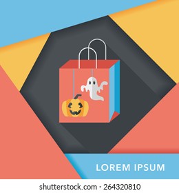 Halloween shopping bag flat icon with long shadow,eps10