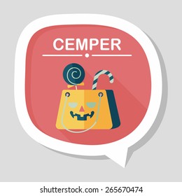 Halloween shopping bag flat icon with long shadow,eps10