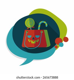 Halloween shopping bag flat icon with long shadow,eps10