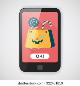 Halloween shopping bag flat icon with long shadow,eps10