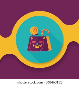 Halloween shopping bag flat icon with long shadow,eps10