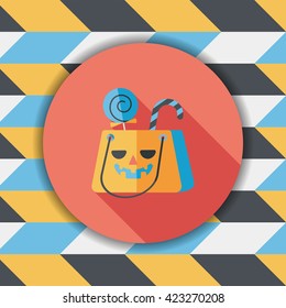 Halloween shopping bag flat icon with long shadow,eps10