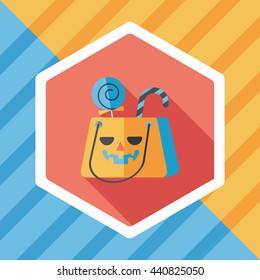 Halloween shopping bag flat icon with long shadow,eps10
