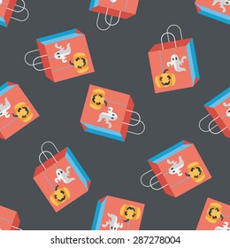 Halloween shopping bag flat icon,eps10 seamless pattern background