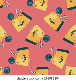 Halloween shopping bag flat icon,eps10 seamless pattern background