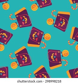 Halloween shopping bag flat icon,eps10 seamless pattern background