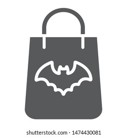 Halloween shopping bag glyph icon, halloween and shop, packet sign, vector graphics, a solid pattern on a white background, eps 10.