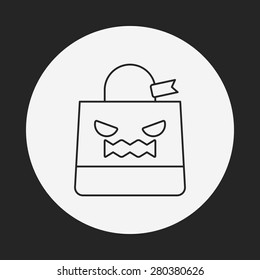 halloween shopping bag line icon