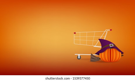 Halloween shopping concept background illustration vector