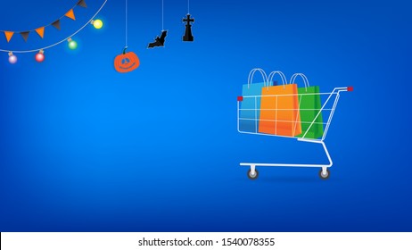 Halloween shopping concept background illustration vector