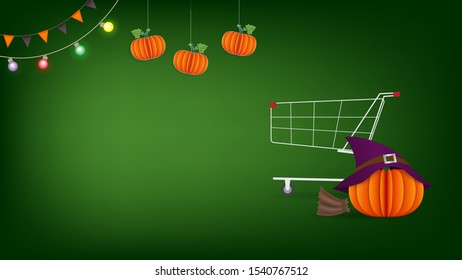 Halloween shopping concept background illustration vector