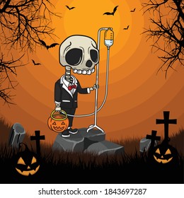 Halloween sick skeleton, you can use this illustration as t-shirt design, halloween background, halloween costume design, game character, stickers, etc.