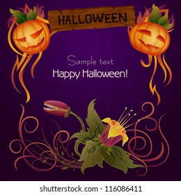 Halloween Sign with floral ornament