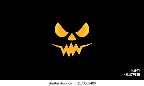 Halloween sign scary face vector illustration black background, poster, flyer, greeting card template