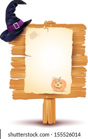 Halloween signboard on white background, vector illustration 