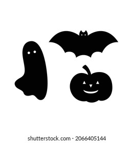 Halloween Silhouette 3 in 1 Bundle Vector Clipart, Black Spook, Flying Bat Silhouette, Jack O' Lantern Clipart, Halloween Yard Decor, Carved Pumpkin
